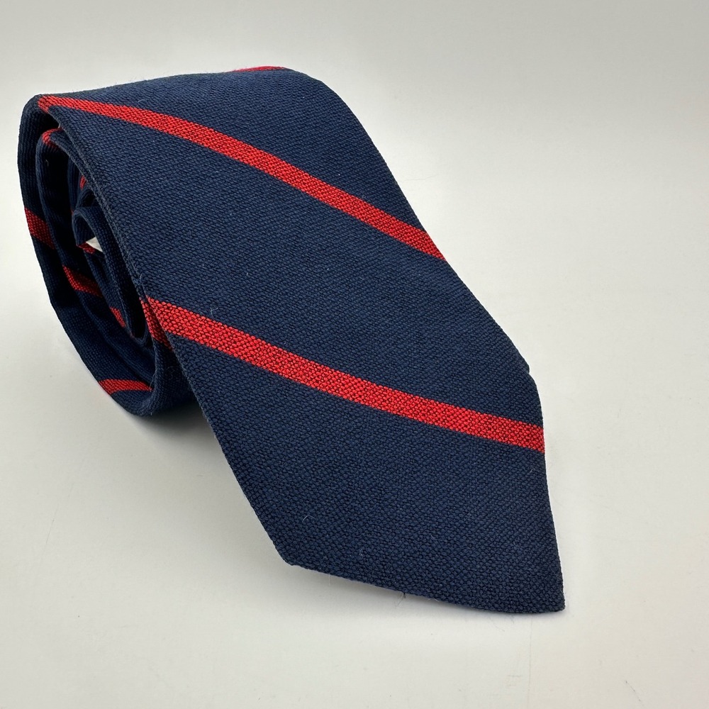 Paco Rabanne Jerry Leonard Silk Tie Mens Navy Red Stripe Extra Long Necktie